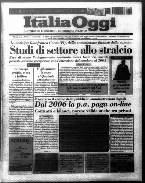 Italia oggi : quotidiano di economia finanza e politica